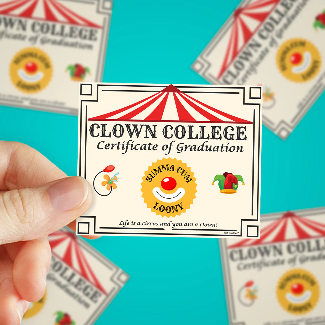 clown college graduation certificate