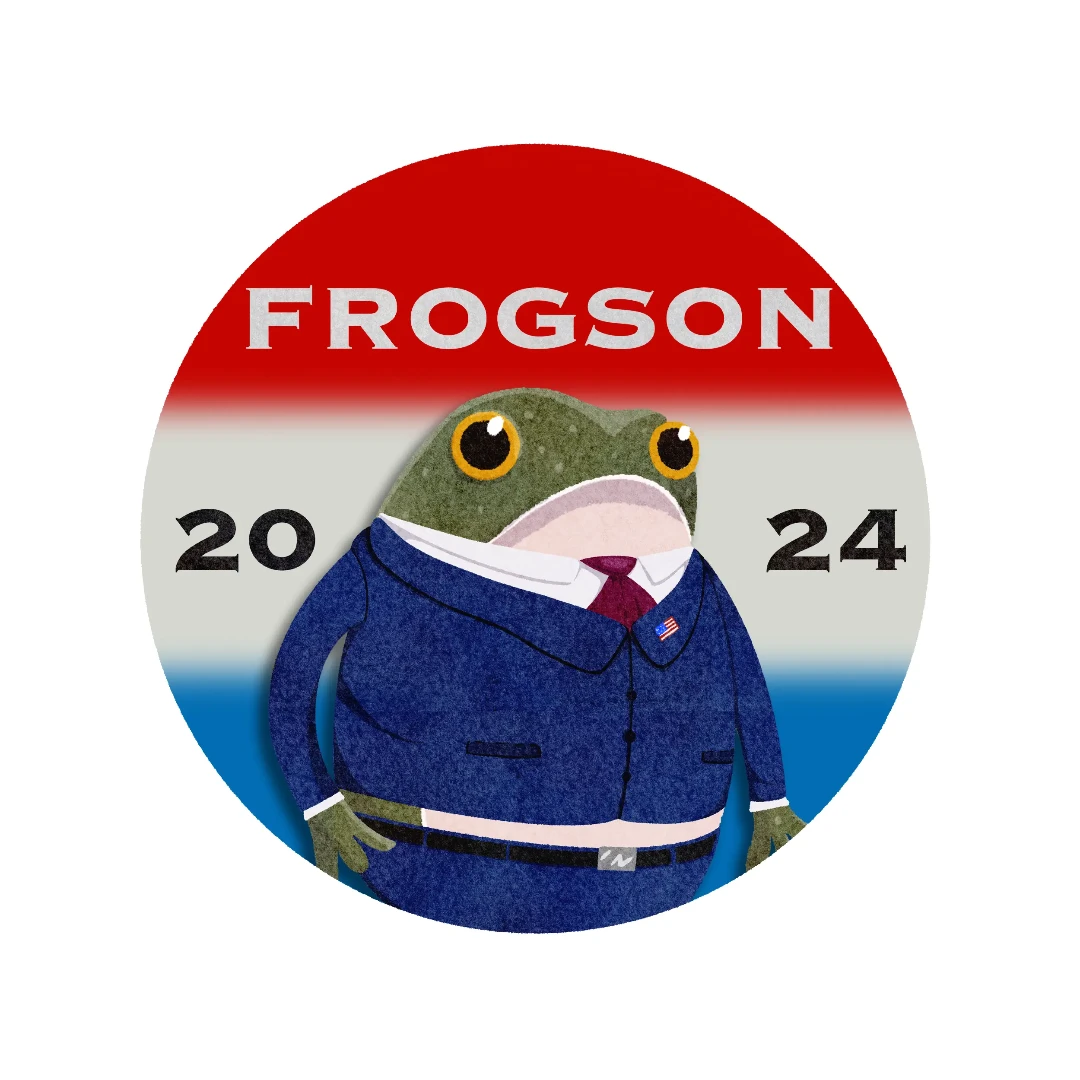 Frog president badge sticker