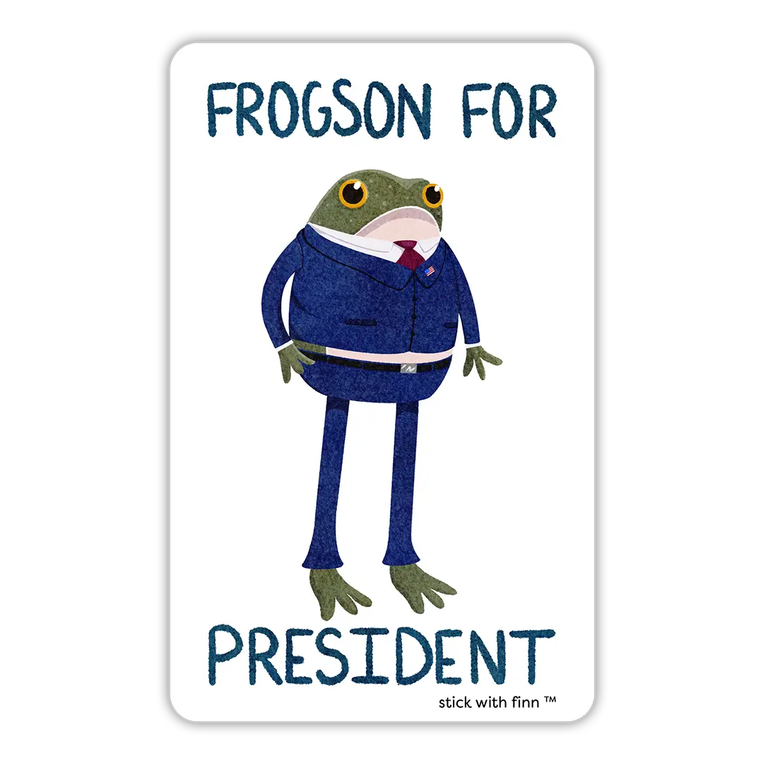 Frog for president blue suit sticker