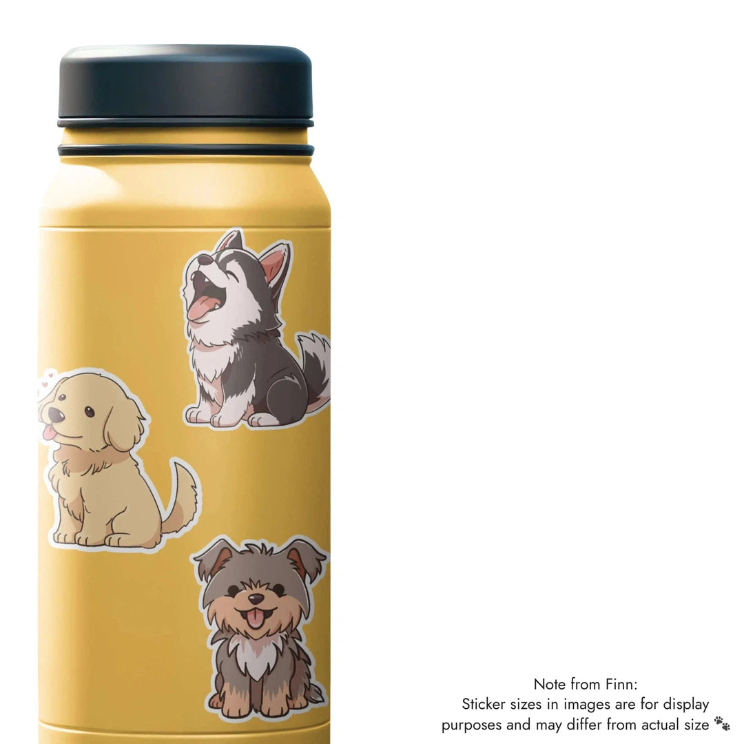 Yorkie, Golden Retriever, Husky Sticker Water Bottle Mockup