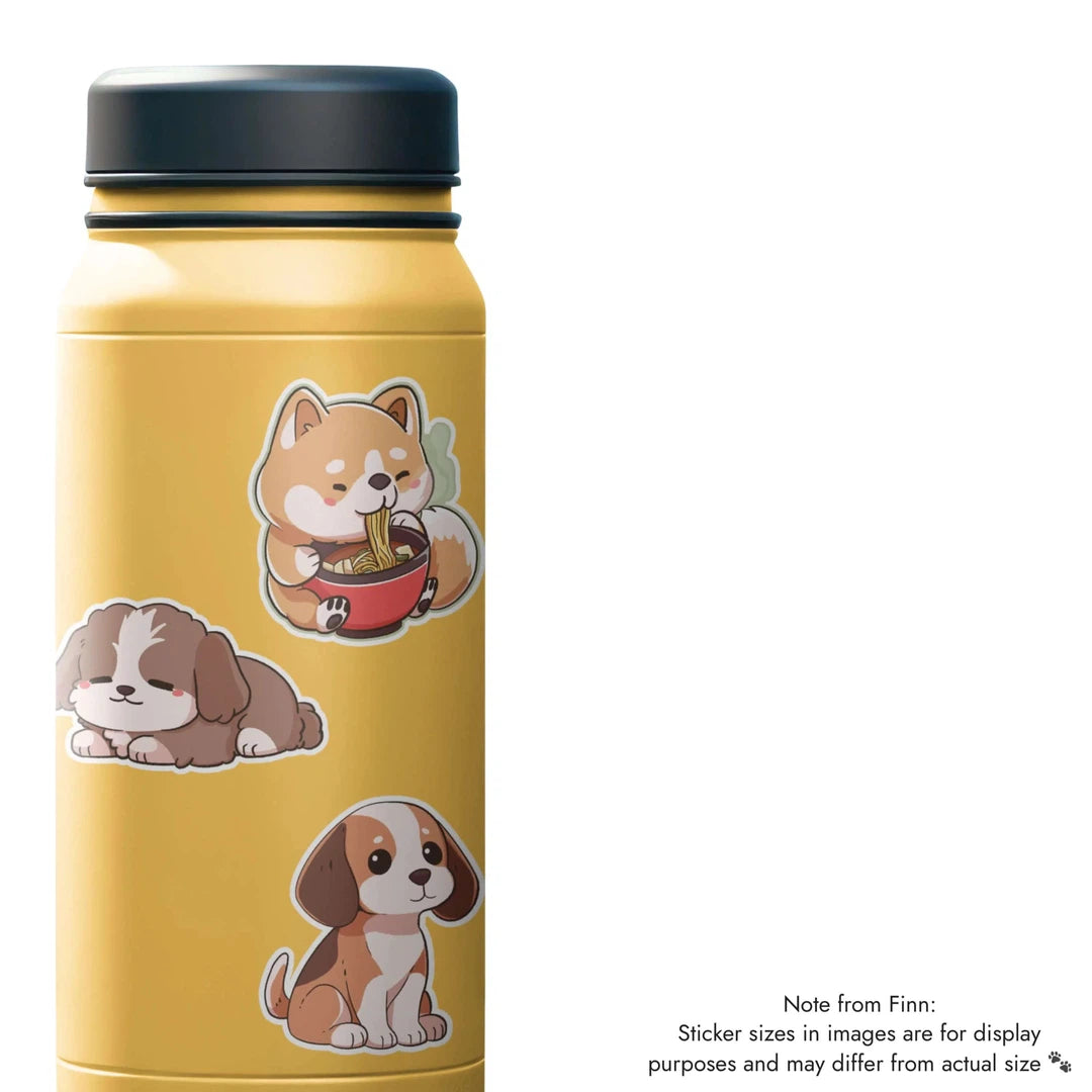 Beagle, Shih Tzu, Ramen Shiba Sticker Water Bottle Mockup