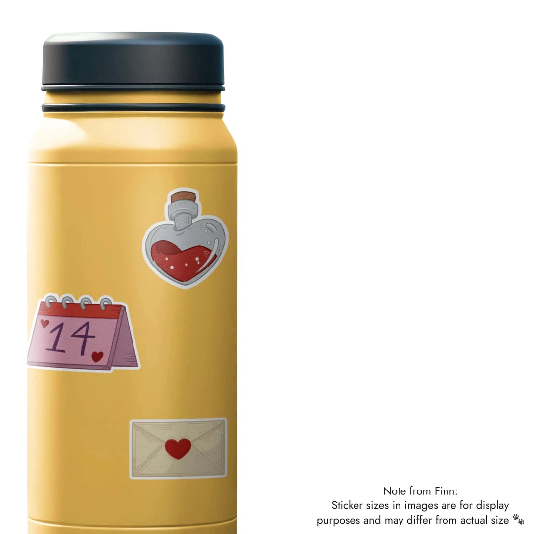 Love Potion, Love Letter, Calendar Sticker Water Bottle Mockup