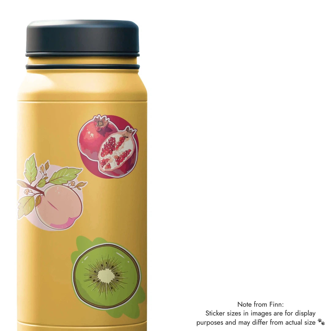 Peach, Pomegranate, Kiwi Sticker Water Bottle Mockup