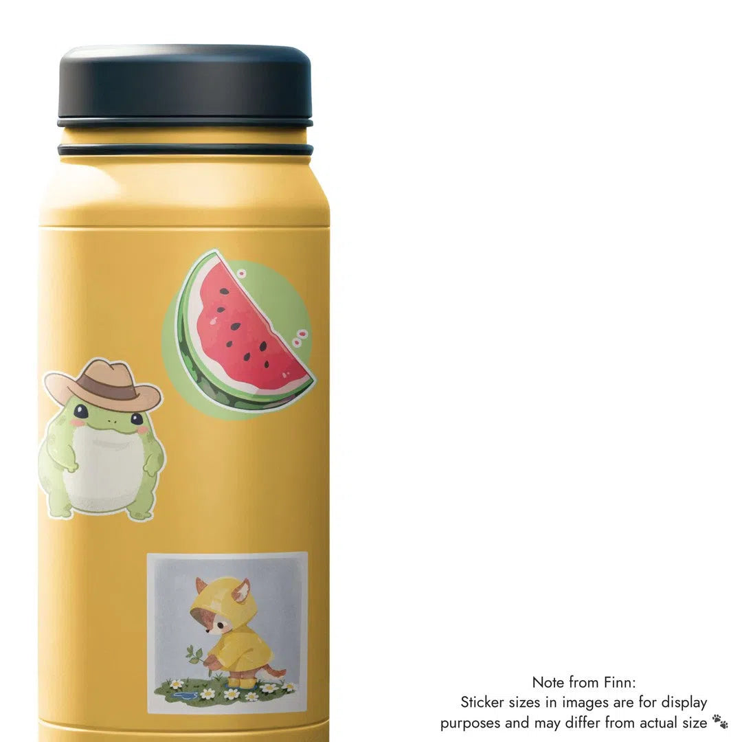 Cowboy Frog, Watermelon, Deer Sticker Water Bottle Mockup