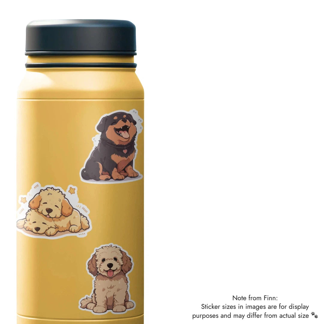 Golden Doodles, Rottweiler Sticker Water Bottle Mockup