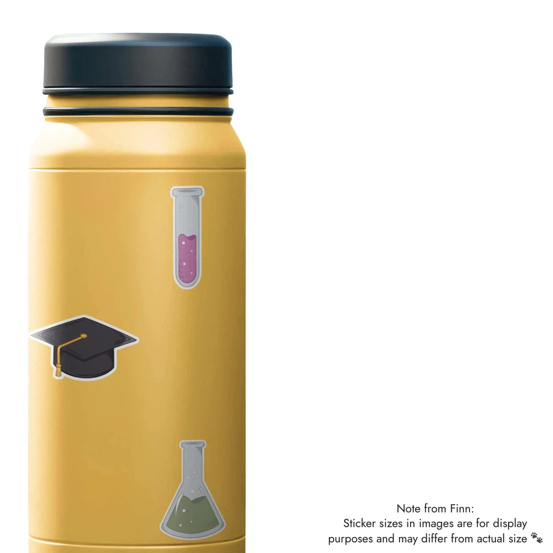 Test Tube Vial, Graduation Cap, Conical Flask Sticker