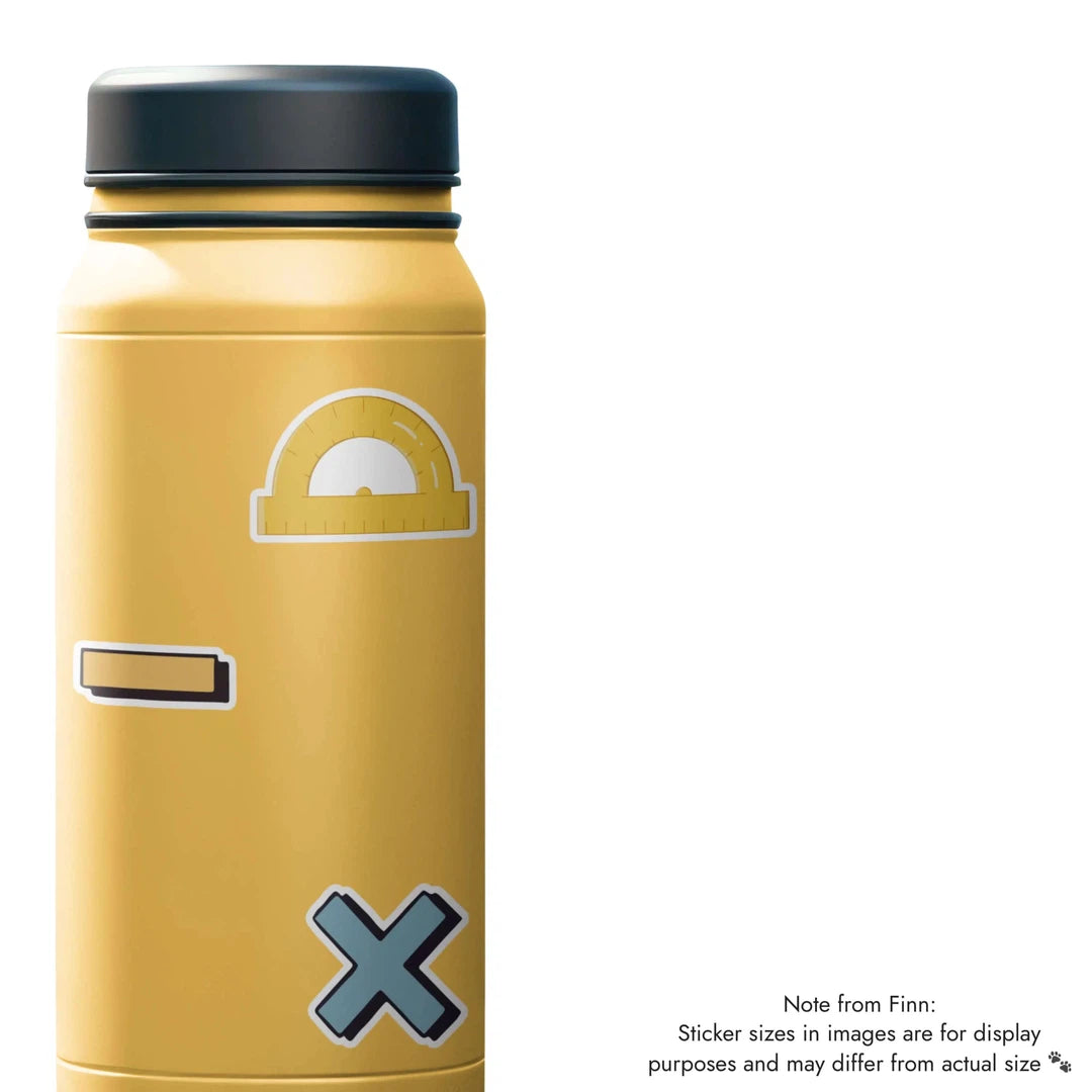 Minus Symbol, Protractor, Multiplication Sticker Water Bottle Mockup