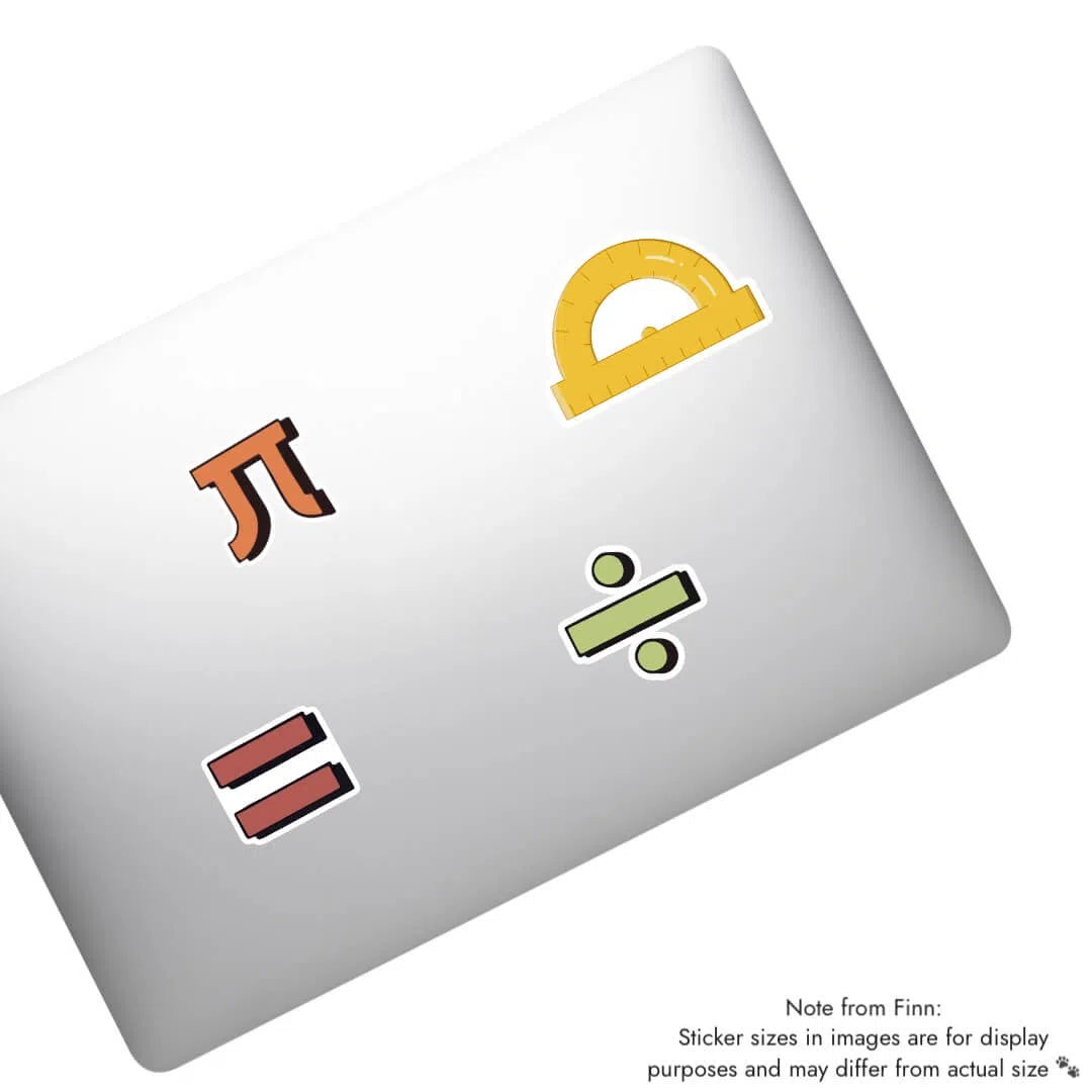 Equals Symbol, Division Symbol, Pi Symbol, Protractor Symbol Sticker Laptop Mockup