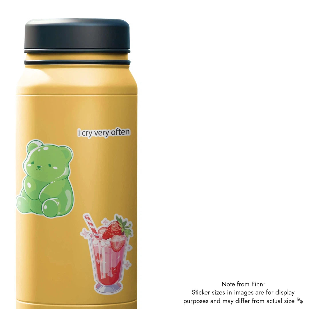 Gummy bear, I cry, milkshake sticker mockup