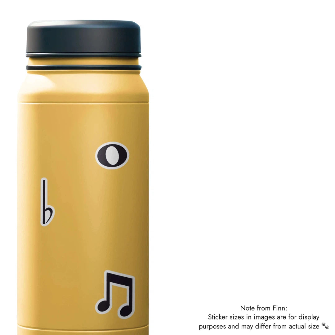 Double Eighth Note, Whole Note, Flat Symbol Sticker Water Bottle Mockup