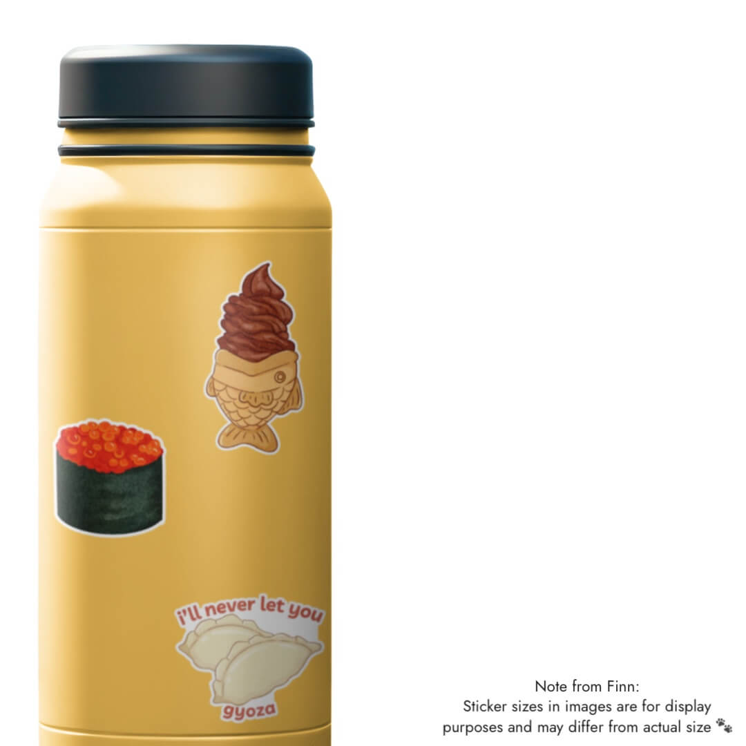 I'll Never Let You Gyoza Sticker Water Bottle Mockup