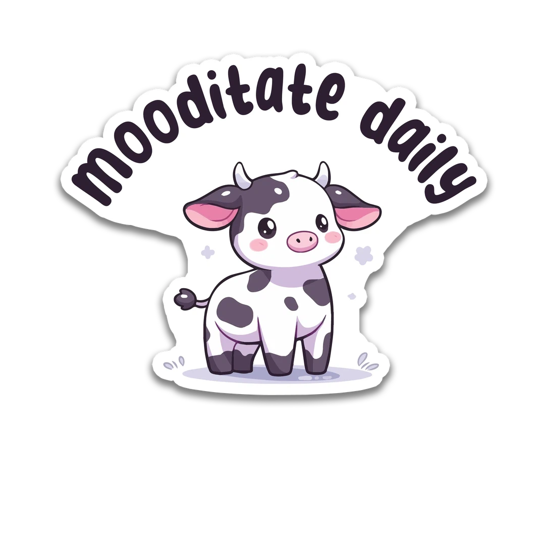 White Cow "Mooditate Daily" Sticker