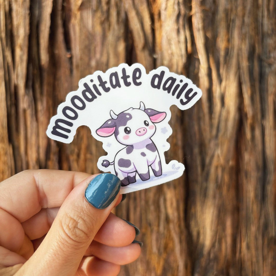 White Cow "Mooditate Daily" Sticker