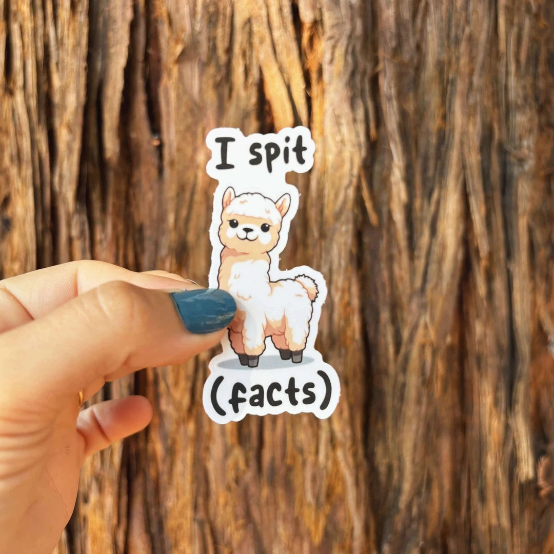 White Llama "I Spit (Facts)" Sticker