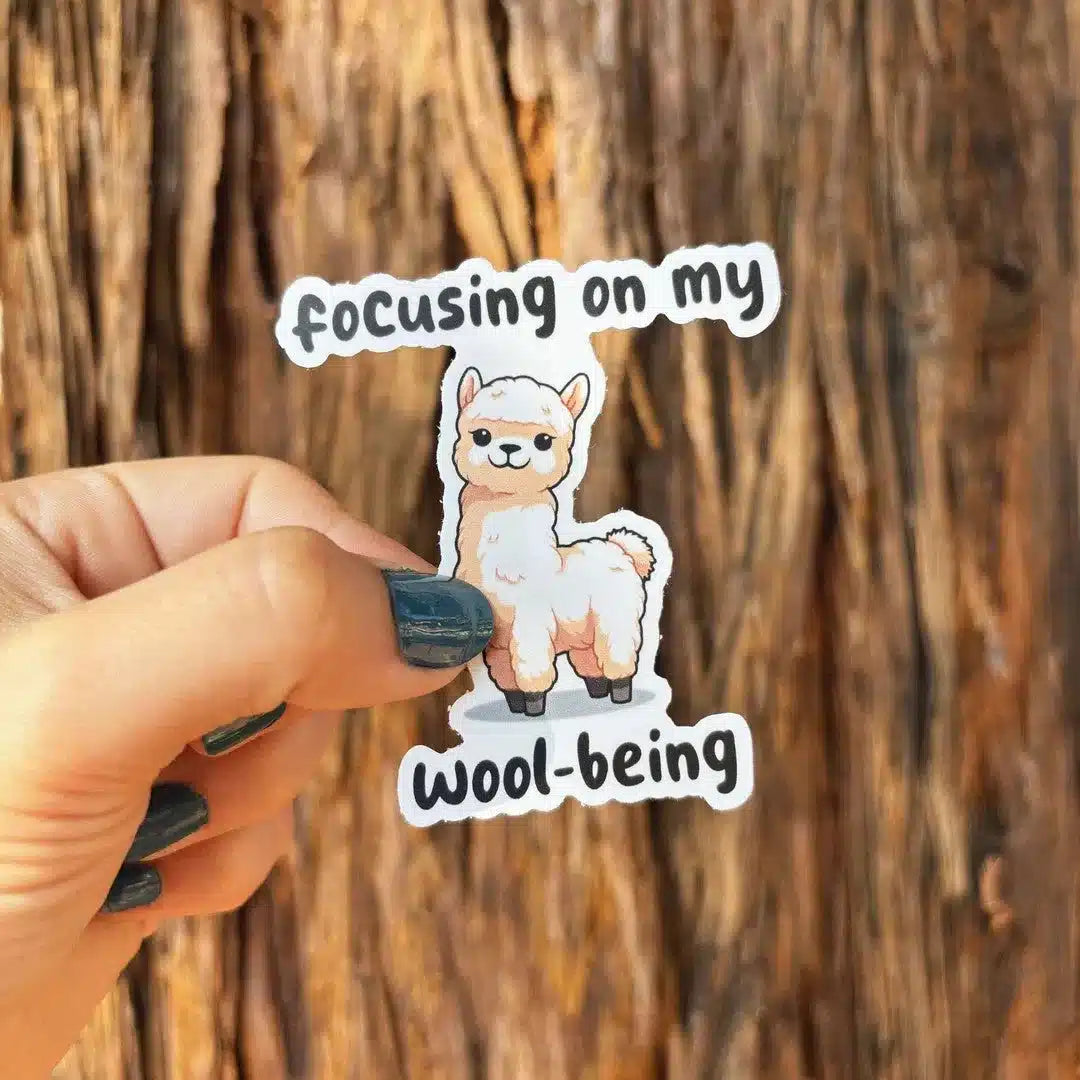 White Llama "Wool-Being" Sticker