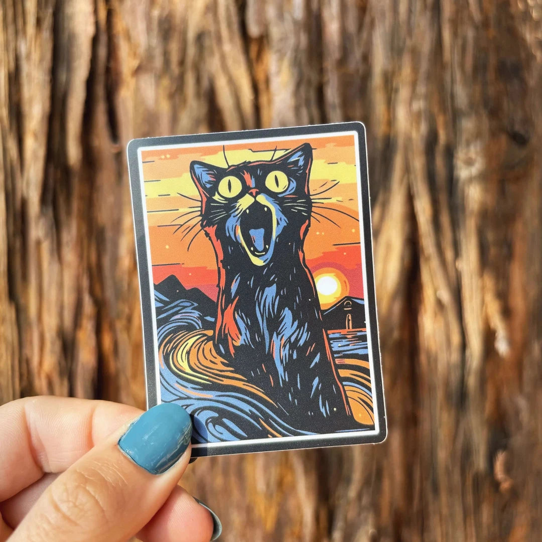 Orange & Blue Cat Scream Sticker