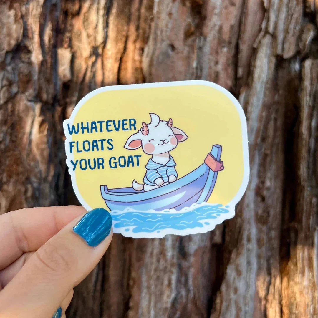 Yellow "Whatever Floats Your Goat" Sticker