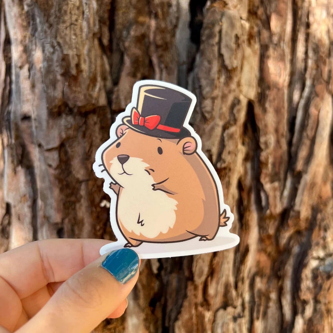Brown capybara top hat sticker