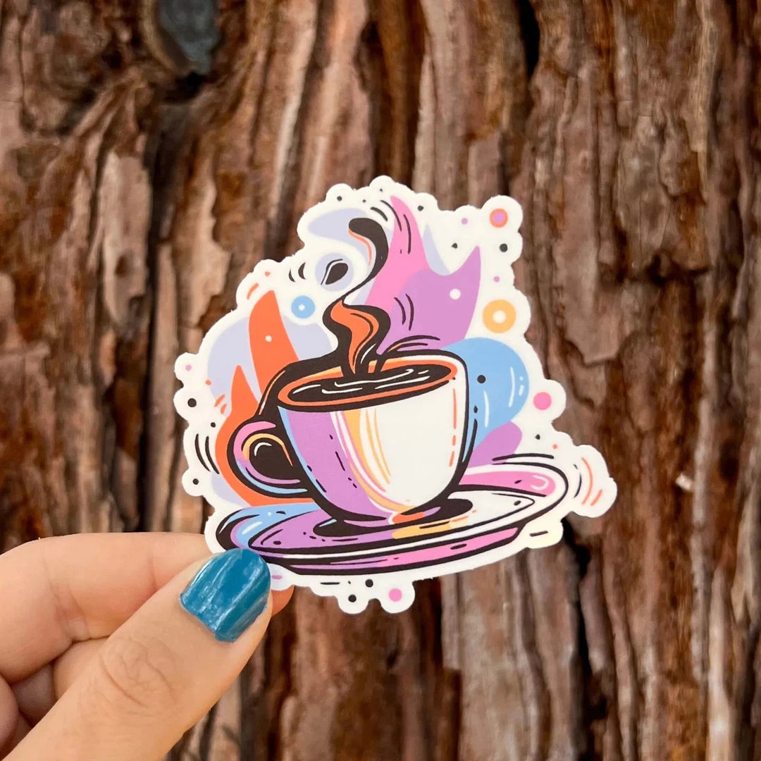 Multicolored Retro Coffee Sticker