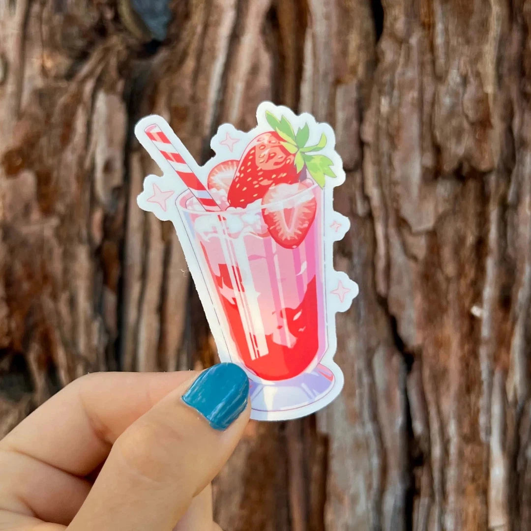 Pink Strawberry Milkshake Sticker