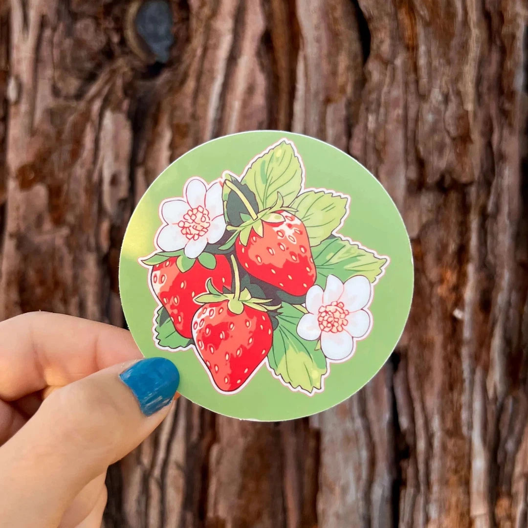 Red Strawberry Bunch Sticker