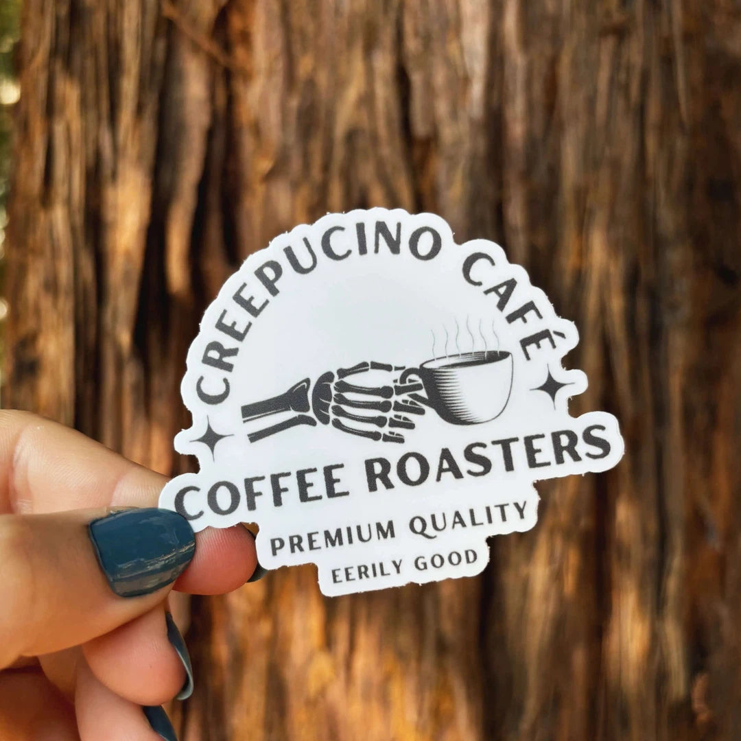 White Creepucino Cafe Coffee Roasters Sticker