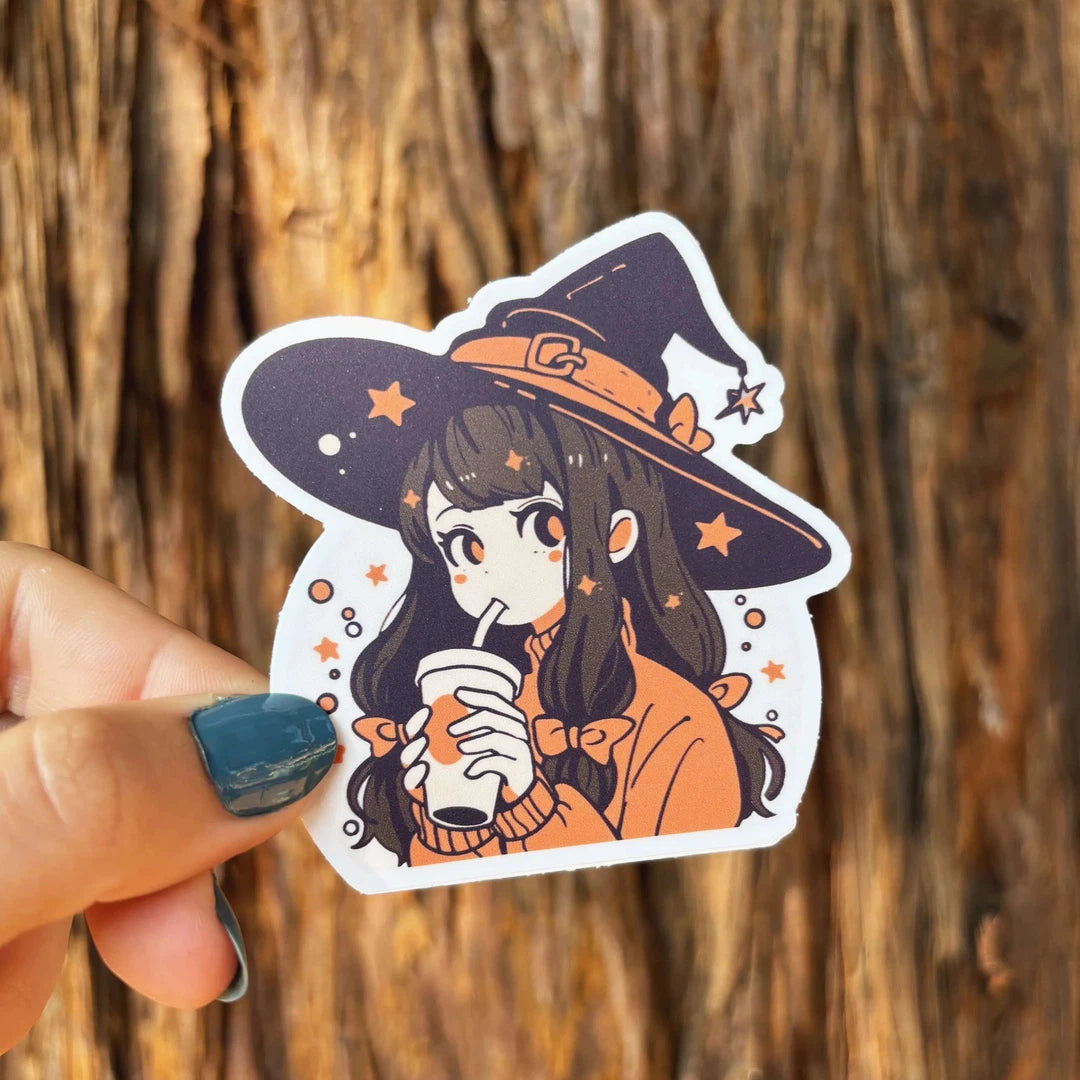 Orange & Brown Witch Latte Sticker