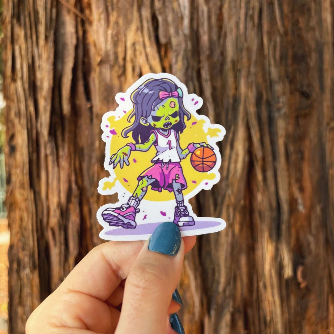 Green & Purple Basketball Zombie Girl Sticker