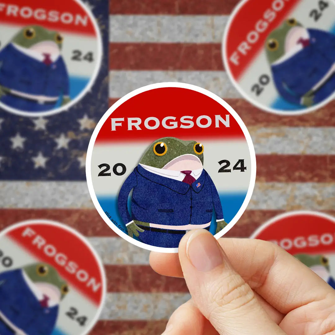 Frog president badge sticker