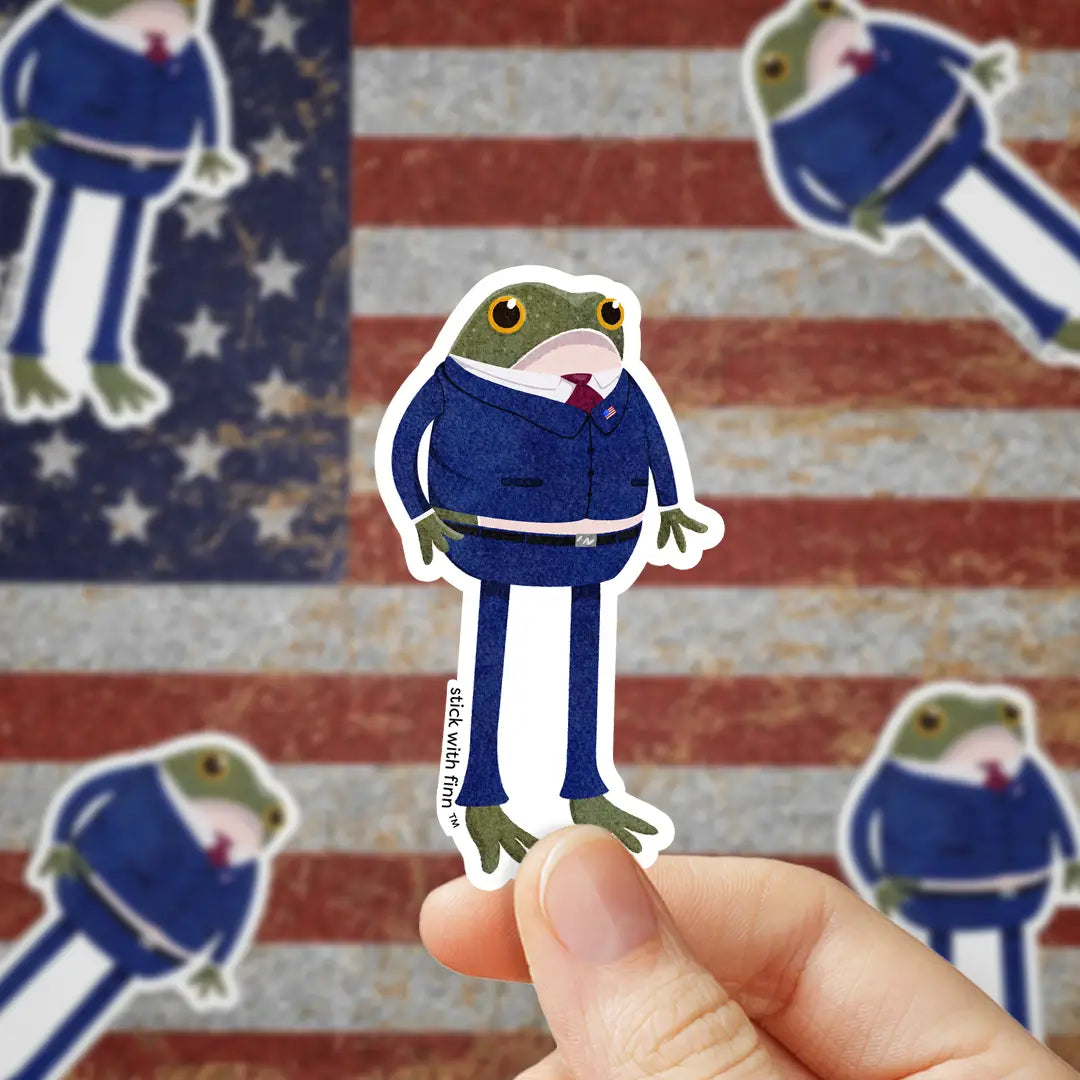 PResidential candidate frog blue suit sticker