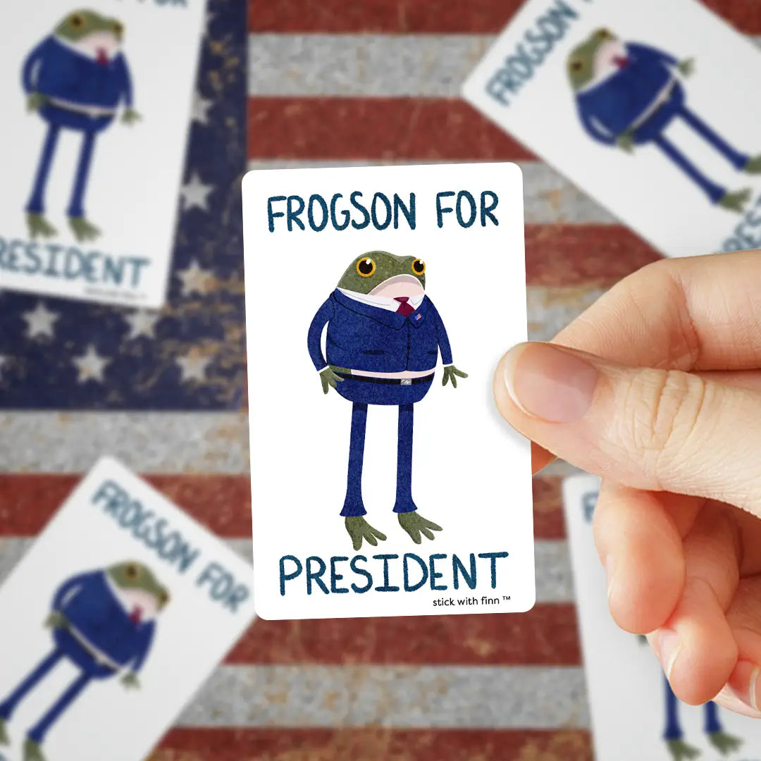 Frog for president blue suit sticker