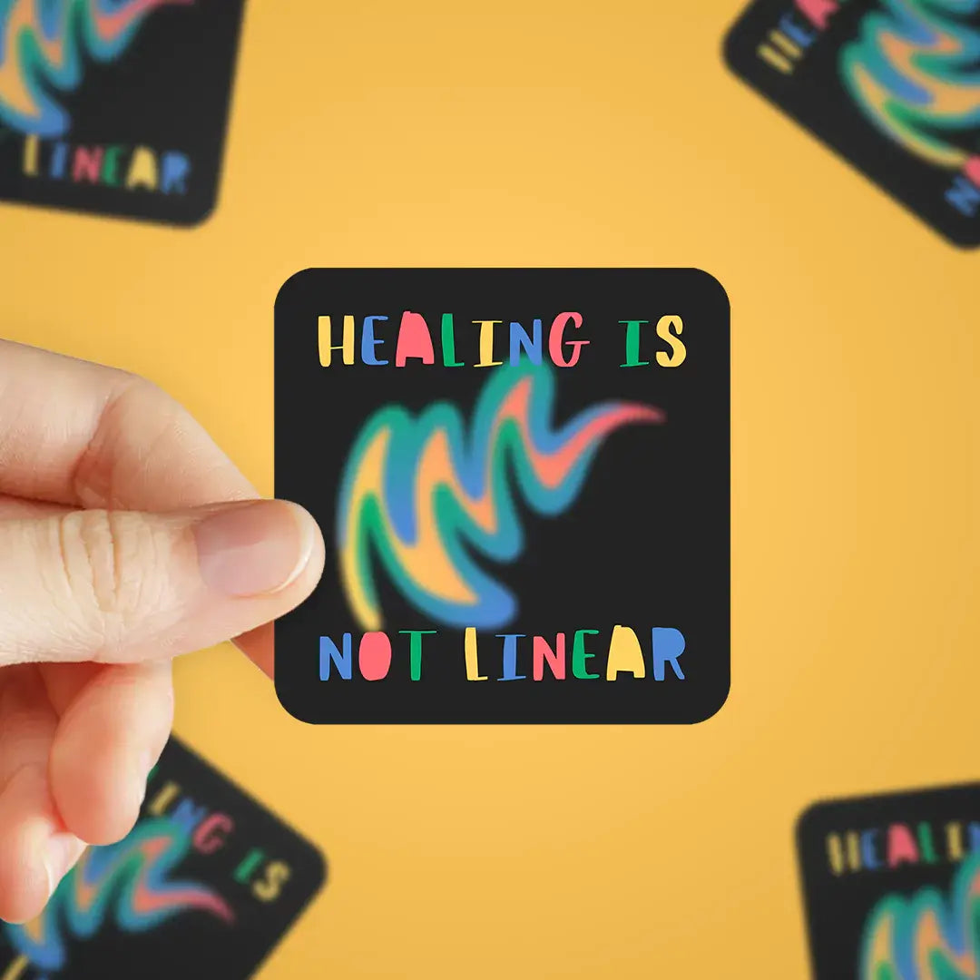 Healing is not linear black mental health sticker