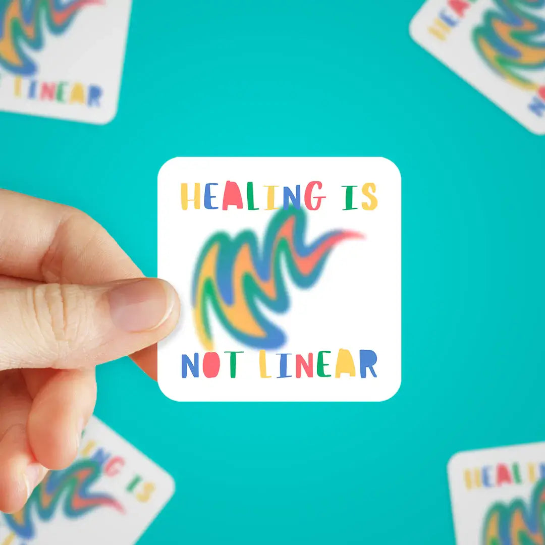 Healing is Not Linear Sticker White Mental health