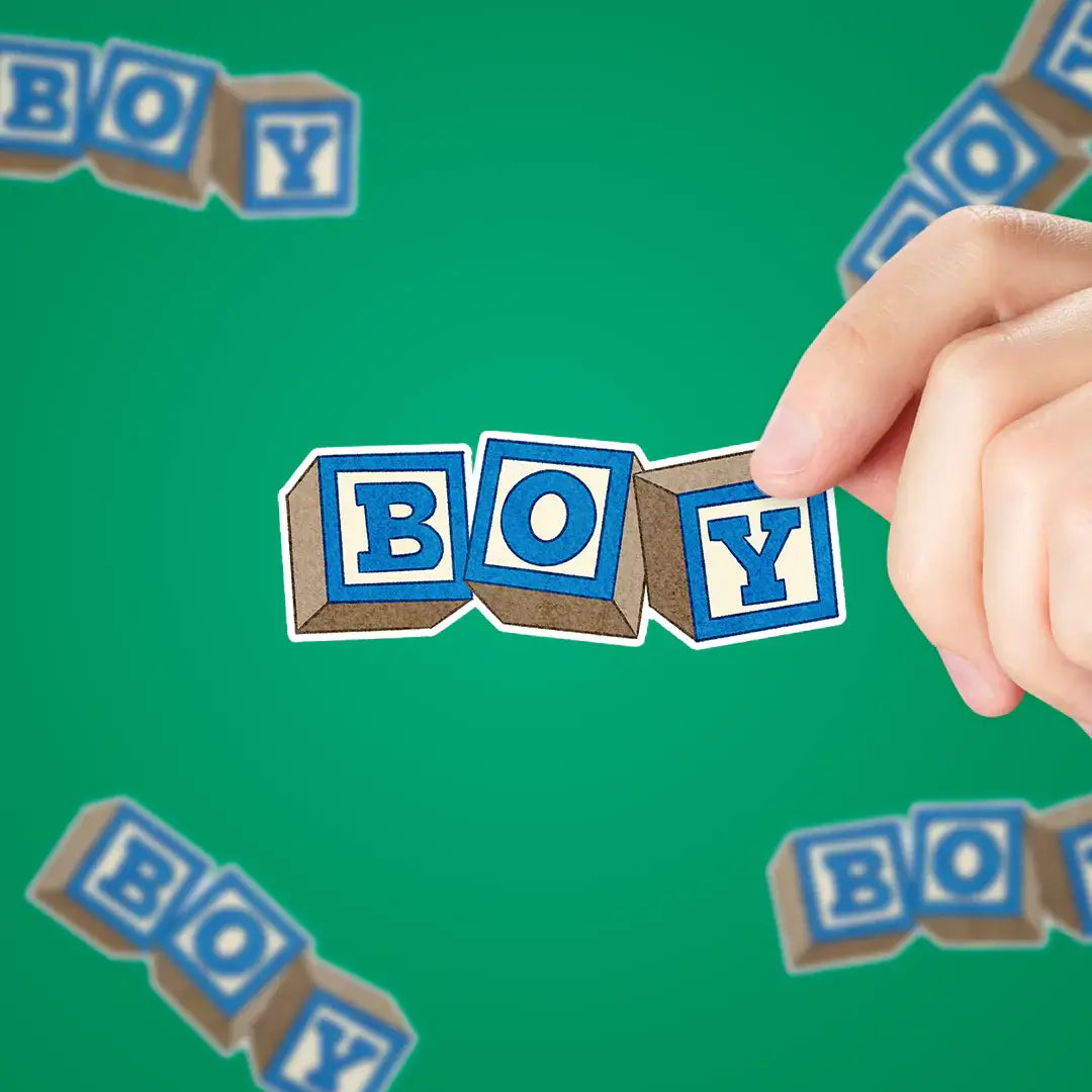 Blue "Boy" Alphabet Baby Blocks Sticker