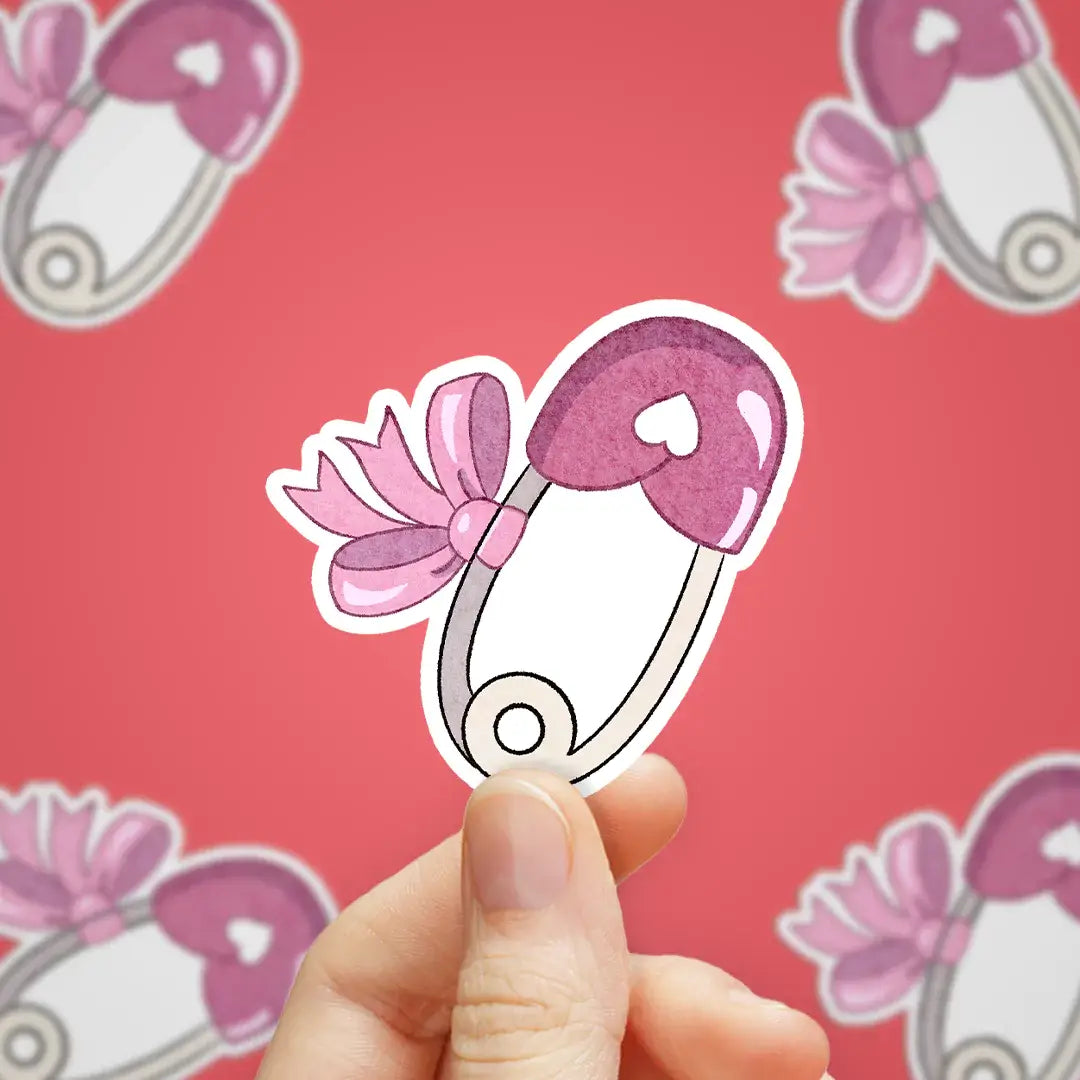 Pink Diaper Pin Sticker