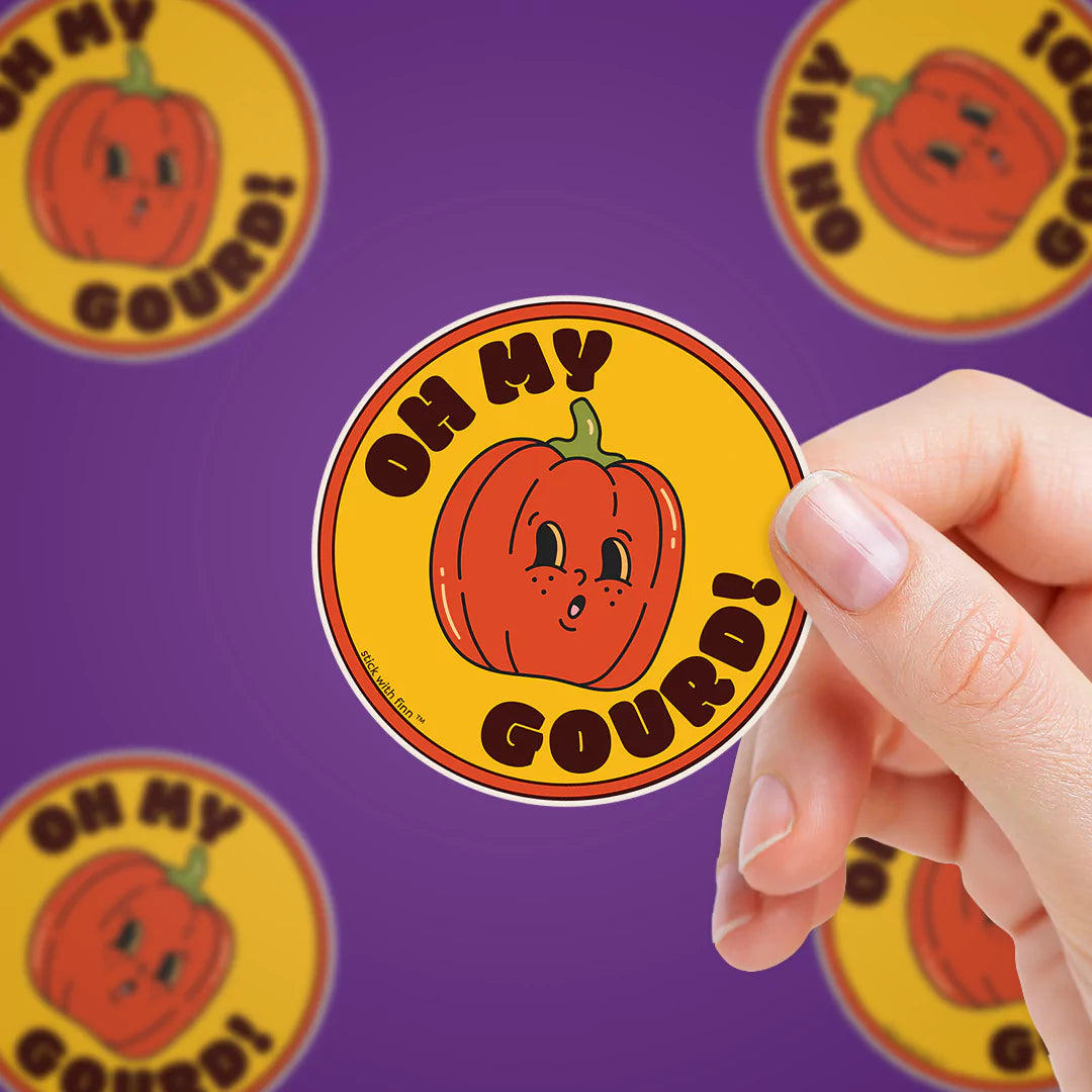 Oh My Gourd Pumpkin Orange Yellow Sticker