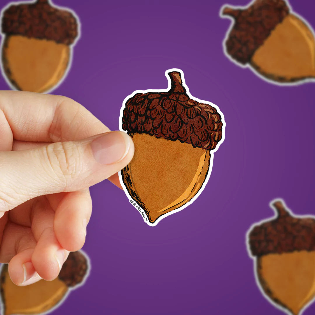 Fall acorn sticker brown