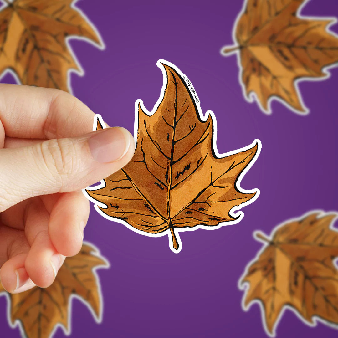 Brown Maple Leaf Sticker