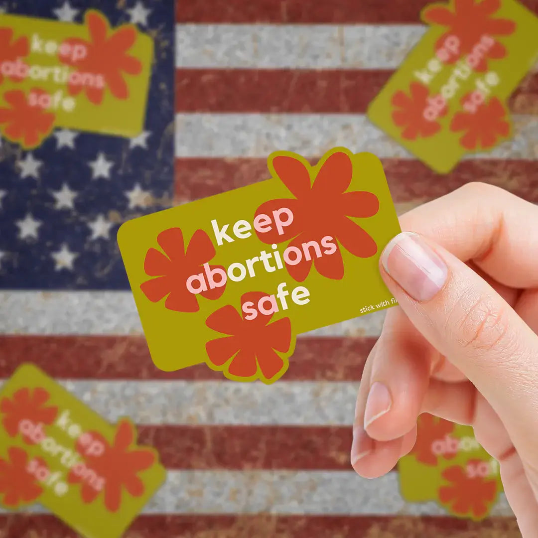 Yellow Orange Floral Flower Abortion Sticker