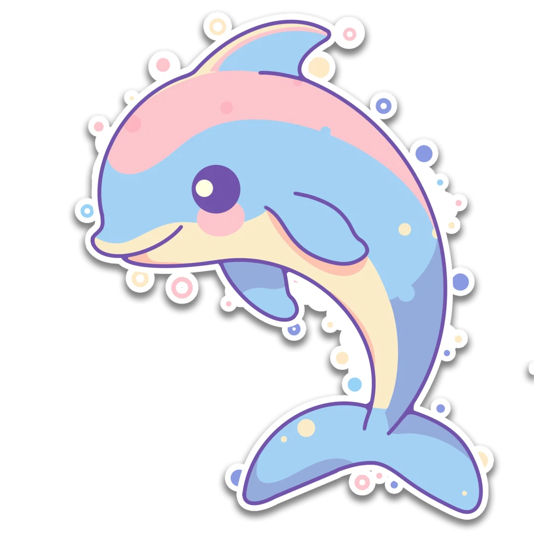 Cute Blue Dolphin Sticker