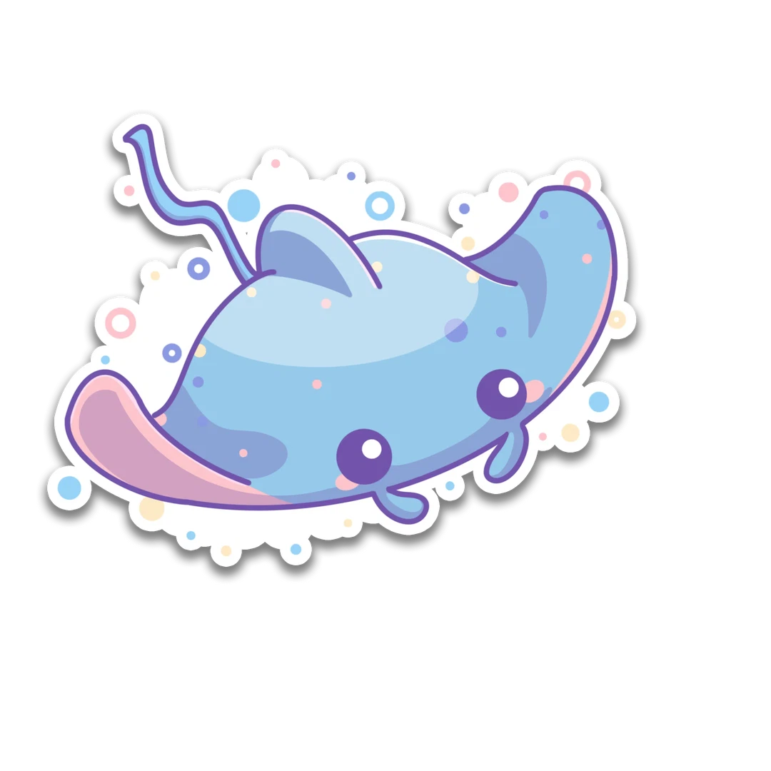 Cute Blue Manta Ray Sticker
