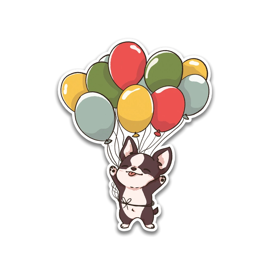 Boston Terrier Balloon Ride Sticker