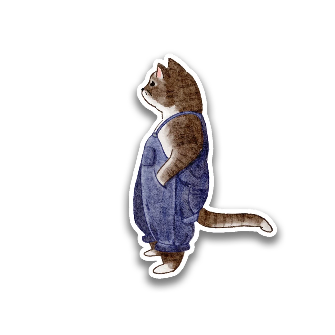 Cat in Overalls Sticker