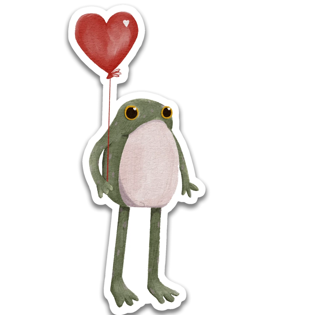 Hopeful Valentine Frog Sticker