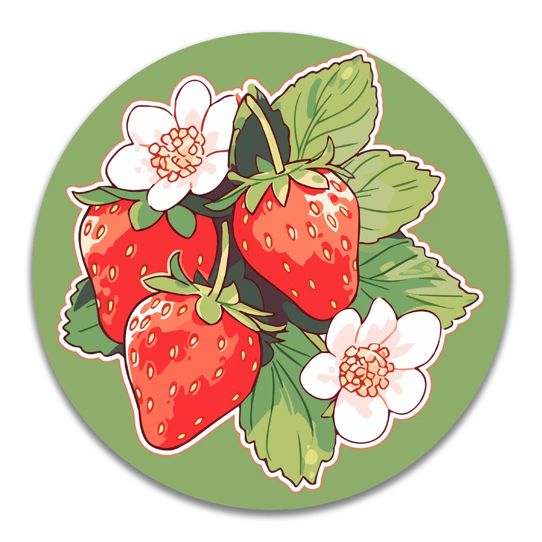 Red Strawberry Bunch Sticker