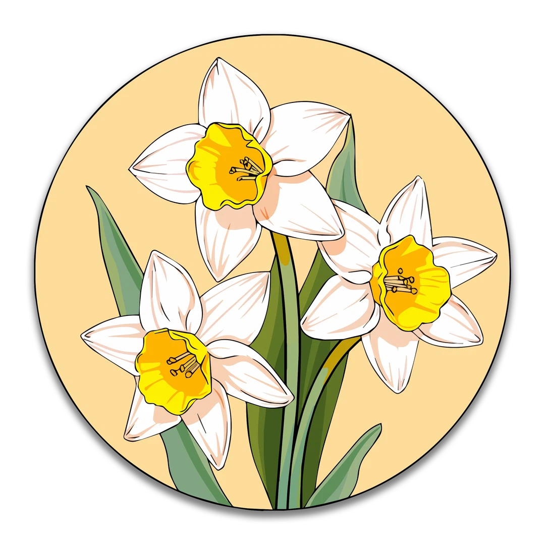 White Daffodil Bunch Sticker