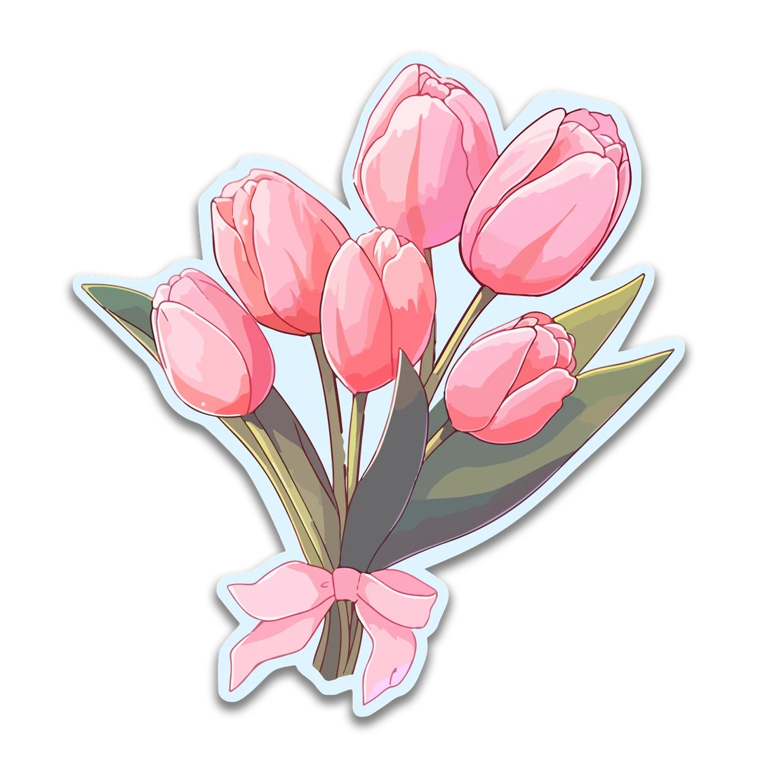 Pink Tulips Sticker