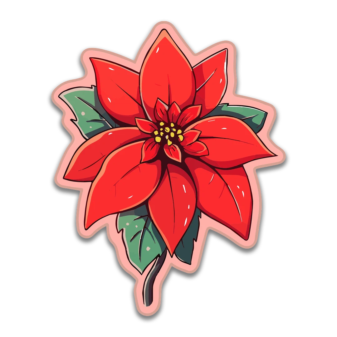 Red Poinsettia Sticker