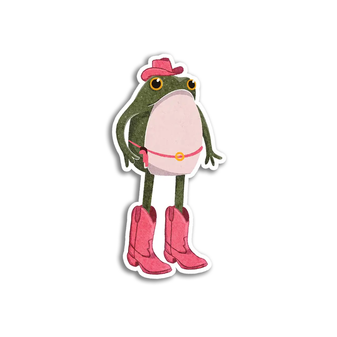 Cowgirl Frog Sticker
