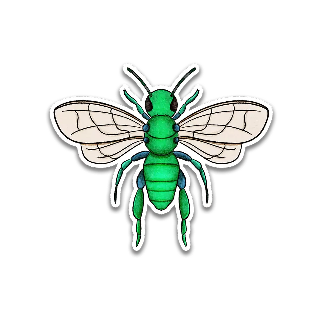 Green Metallic Sweat Bee Sticker